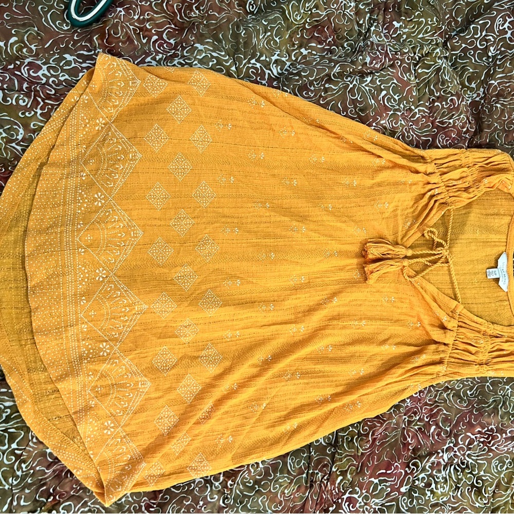 Lucky Brand Mustard Yellow Printed Tank Top